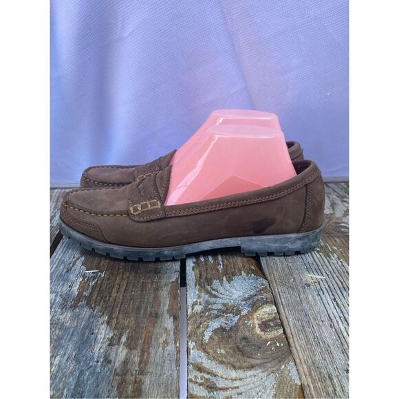 G.H. Bass & Co Brown Suede Leather Loafers Size 9 M Lug Sole Moc Toe Slip On Sho - Picture 4 of 9